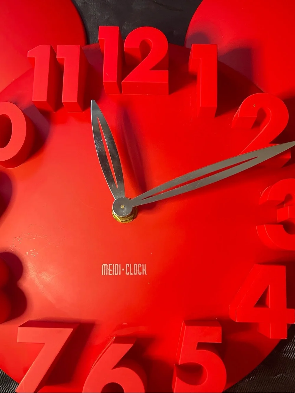 Red 3D Numeral Wall Clock